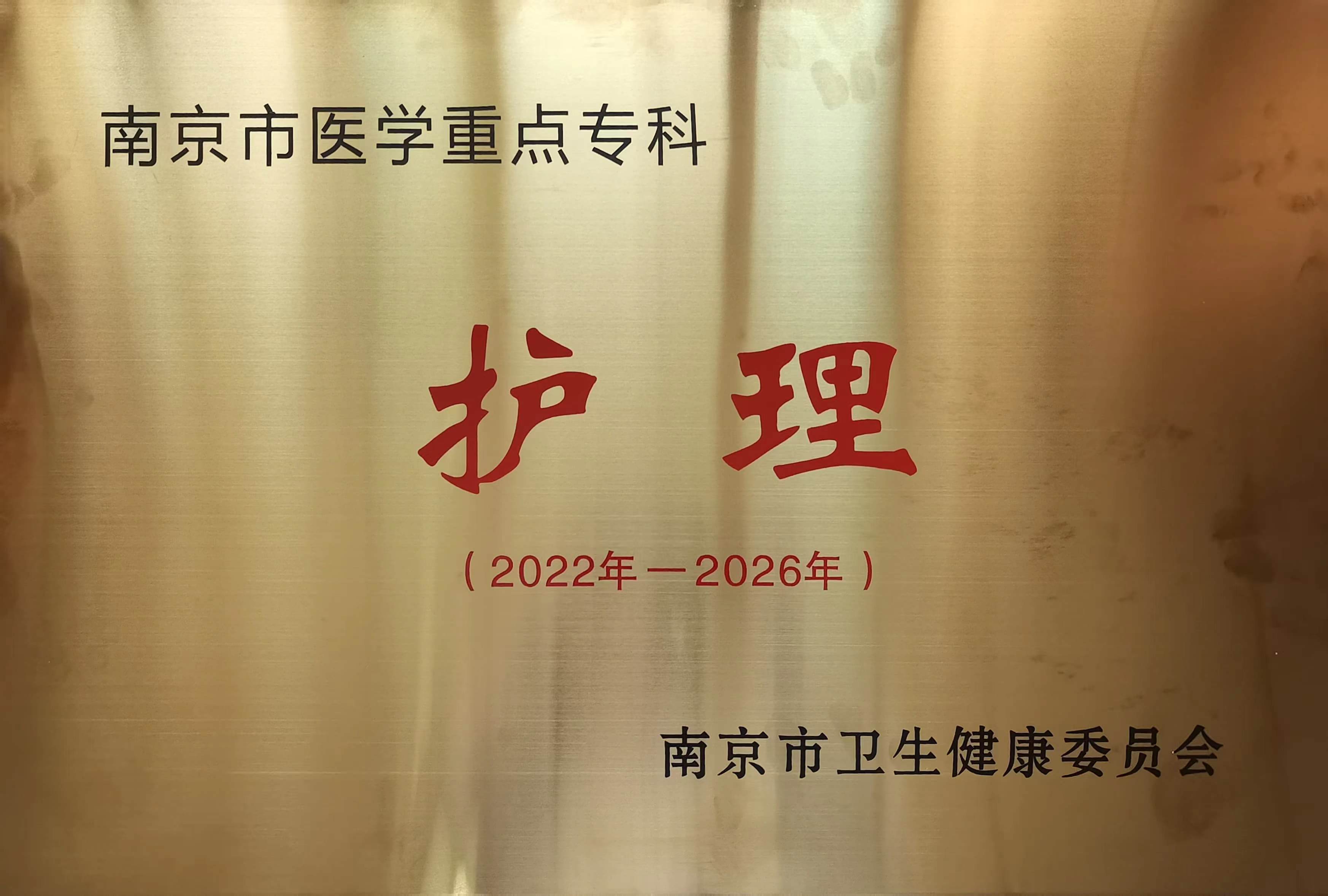 C:\Users\Administrator\Desktop\all\4杂项\其他\医院荣誉\2023年荣誉奖牌（奖状）照片\南京市医学重点专科—护理（2022年-2026年）.jpg